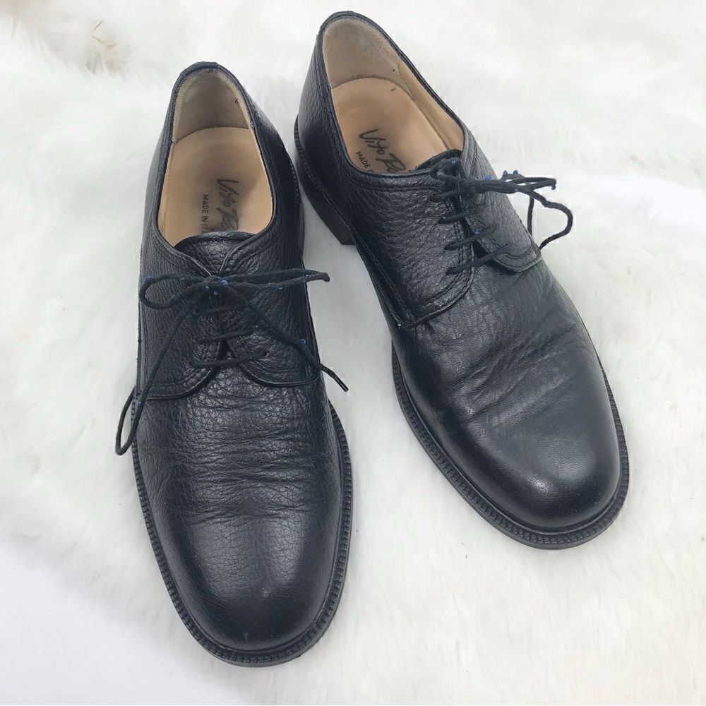 Vito Rufolo Black Soft Italian Leather Lace Up Dress Shoes